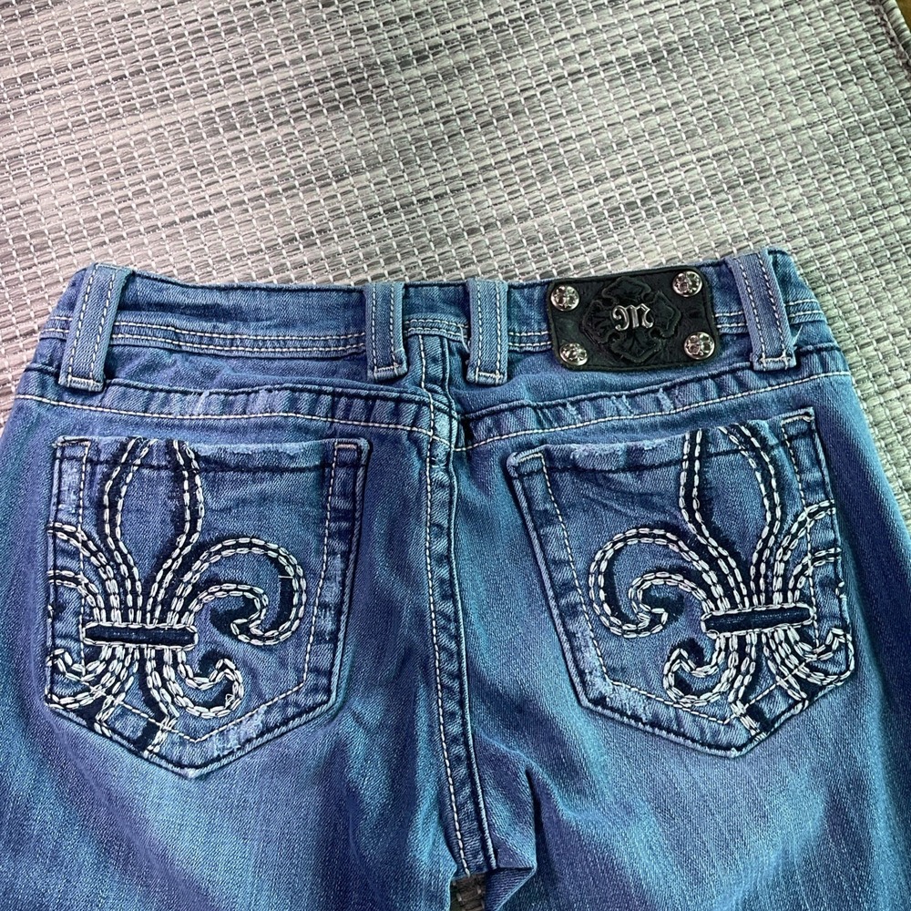 Miss Me Womens Bootcut Jeans  02 Blue Fleur De Lis Size 28x34